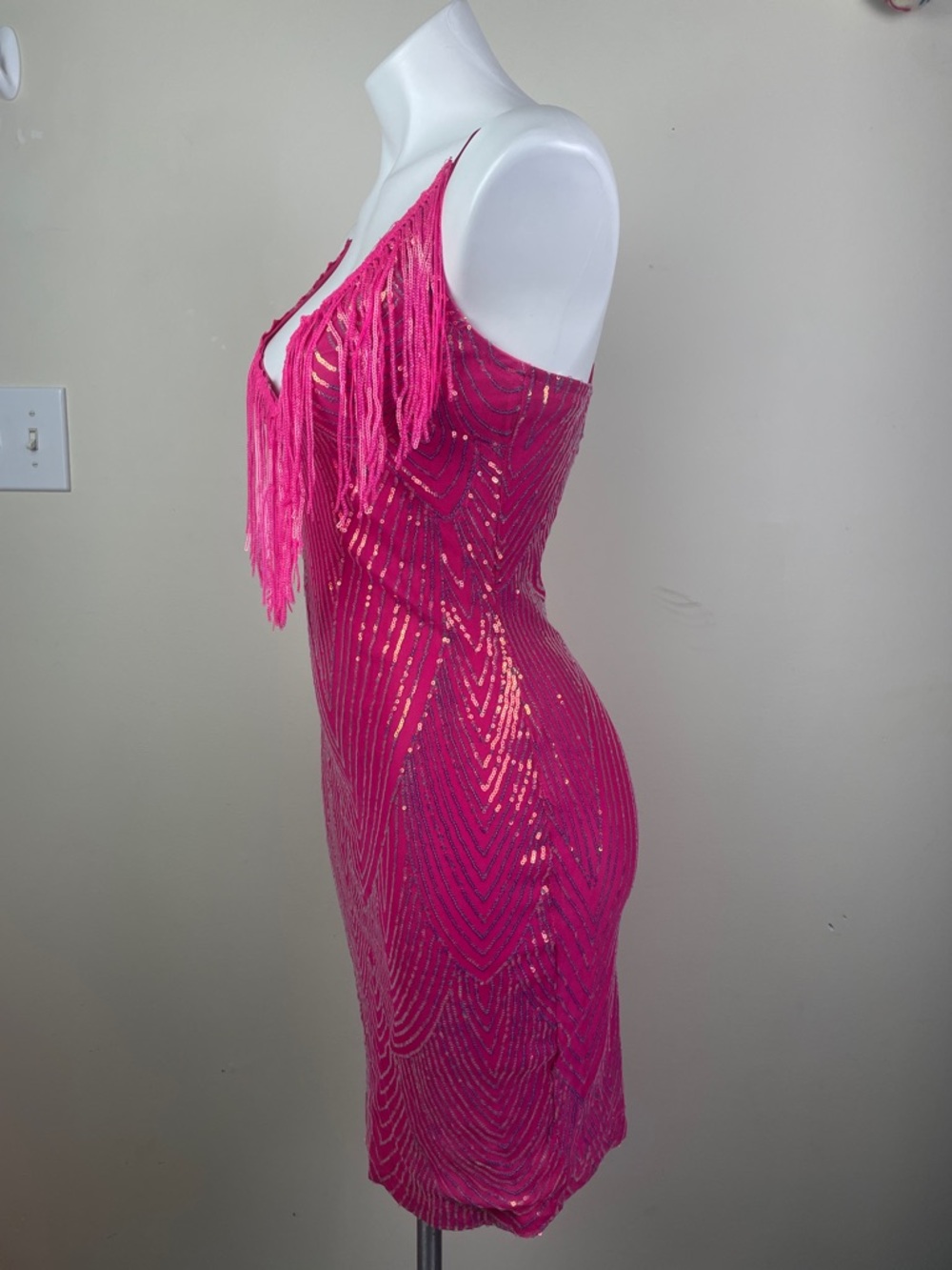 Stretchy Sequin Fringe Party Dress - Picture 10 of 13